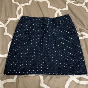 Loft navy blue polka dot shift skirt